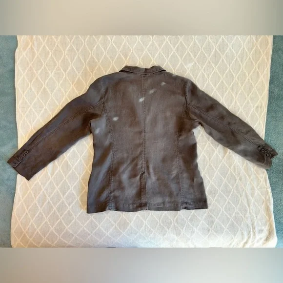 Eileen Fisher Women’s 100% Linen Grey gray button front jacket. Size large - Picture 10 of 11